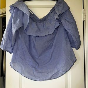 Adorable off the shoulder blouse, striped nautical look for summer